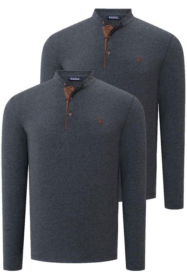 dewberry DOUBLE SET V4009 DEWBERRY MEN'S SWEATSHIRT-ANTHRACITE-ANTHRACITE