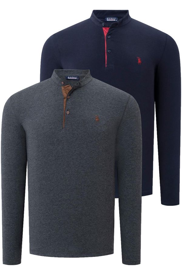 dewberry DOUBLE SET V4009 DEWBERRY MEN'S SWEATSHIRT-NAVY - ANTHRACITE