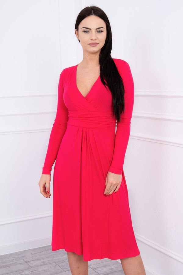 Kesi Dress cut below the bust, long sleeve fuchsia