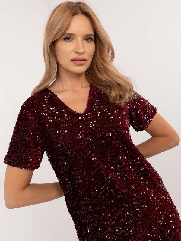 Italy Moda Dress-MI-SK-A49241.88-burgundy