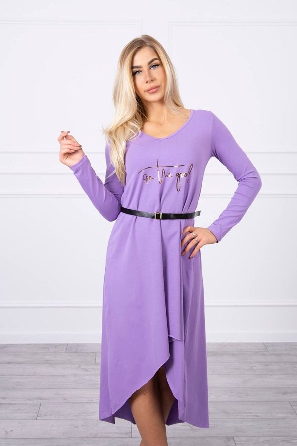 Kesi Dress with a decorative belt and the inscription purple