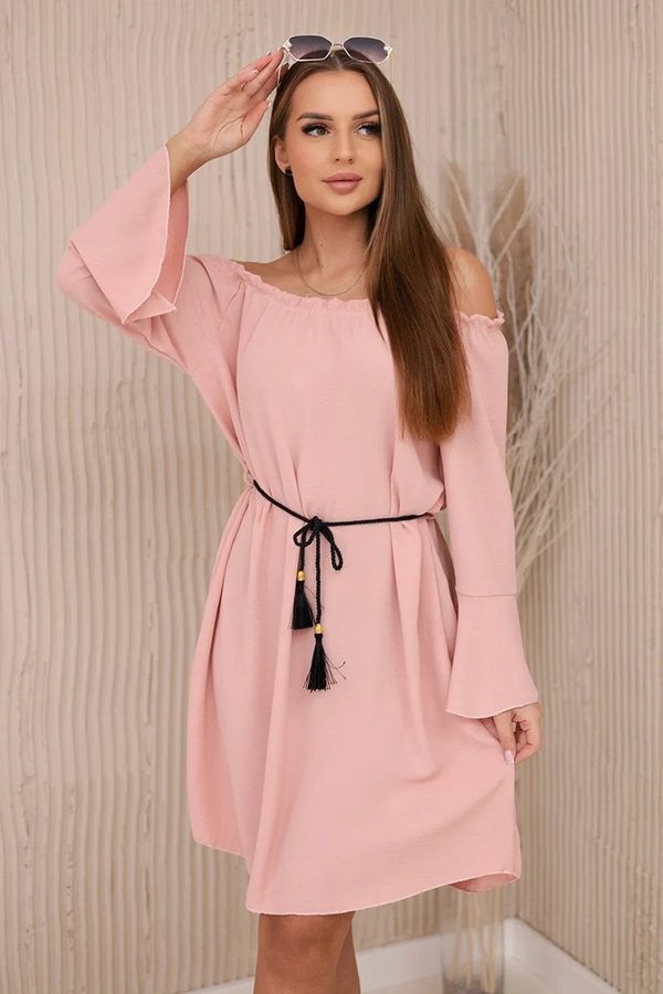 Kesi Dress with a drawstring waist - powder pink