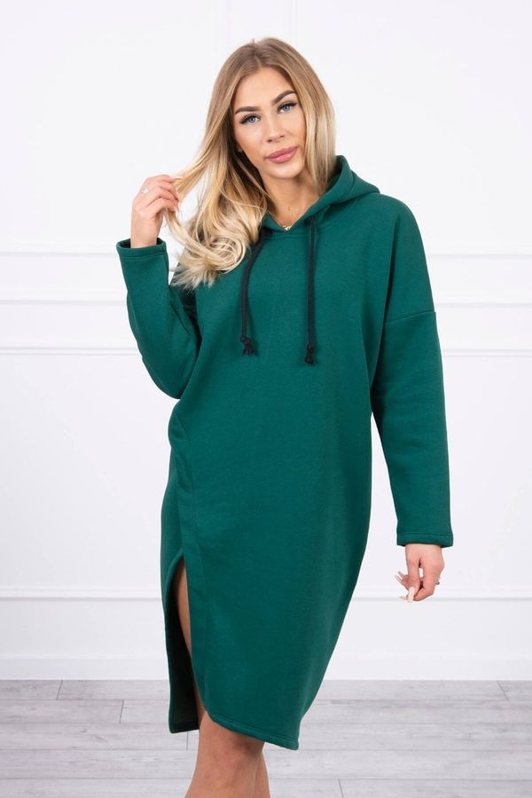 Kesi Dress with a hood and a slit on the side green