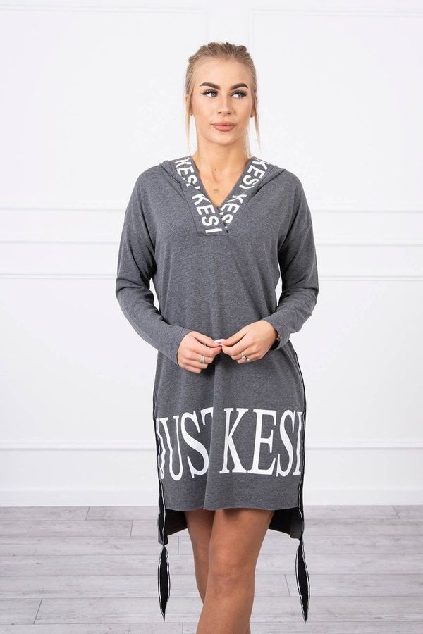 Kesi Dress with a hood and graphite print