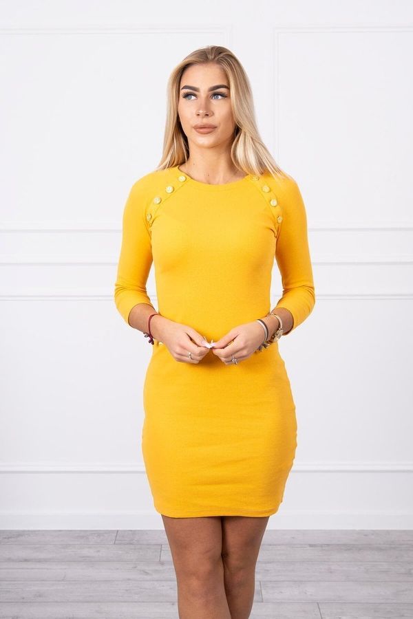 Kesi Dress with decorative mustard buttons