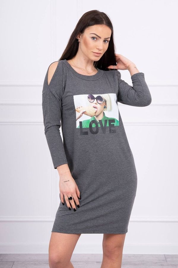 Kesi Dress with graphite love print