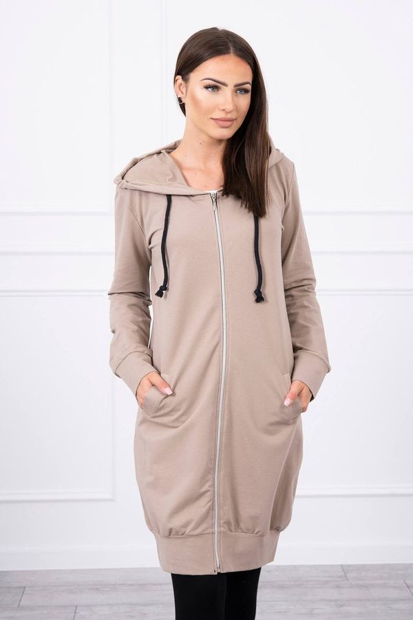 Kesi Dress with hood and hood in dark beige color