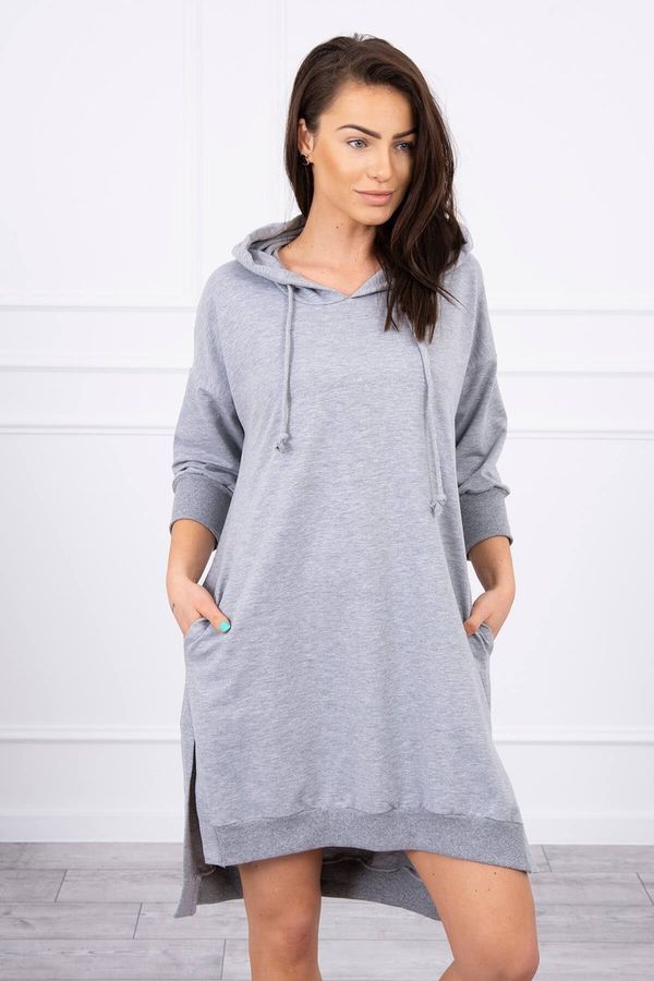 Kesi Dress with hood and longer back grey