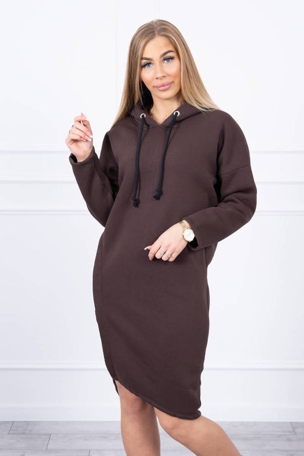 Kesi Dress with hood and slit on the side brown