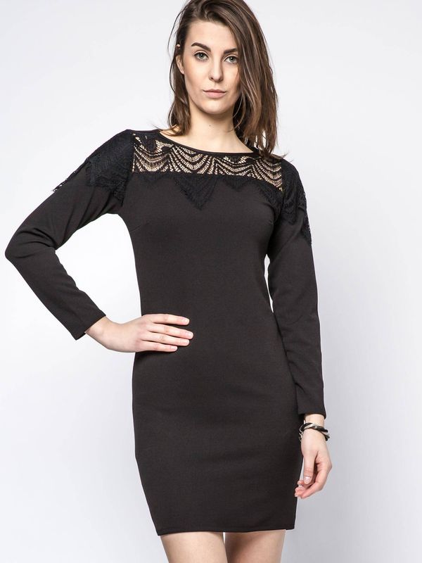 Euphory DRESS WITH LACE AT THE NECKLINE BLACK