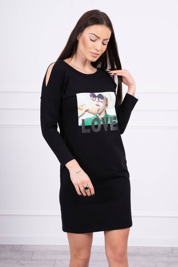 Kesi Dress with love print black