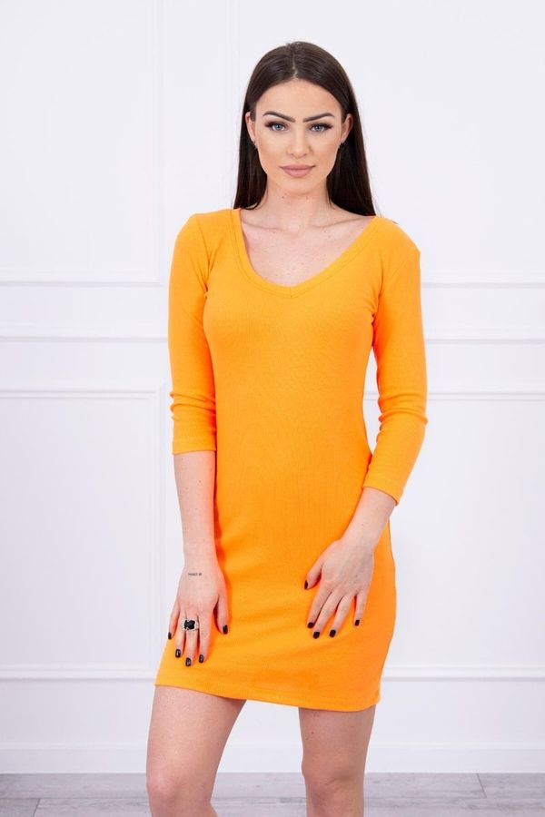 Kesi Dress with neckline in orange neon color