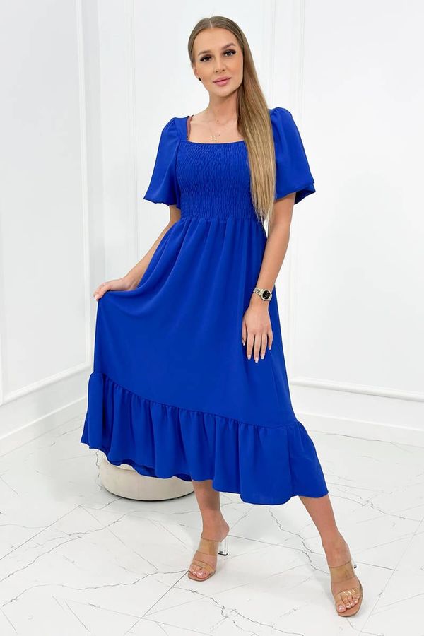 Kesi Dress with pleated neckline violet blue