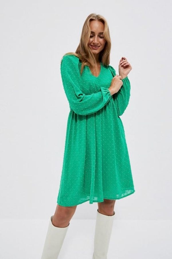 Moodo Dress with puffy sleeves - green