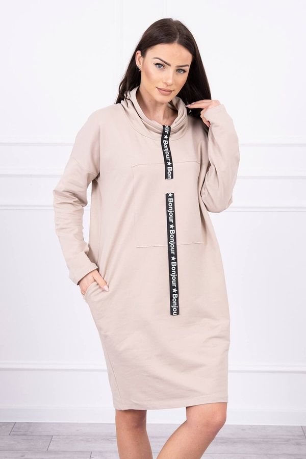 Kesi Dress with tie light beige