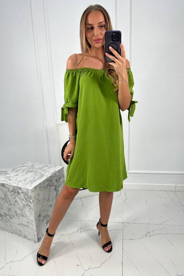 Kesi Dress with tie on the sleeves mint olive