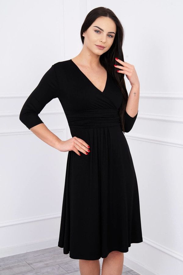 Kesi Dress with underbust neckline, 3/4 sleeves black