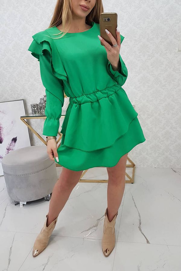Kesi Dress with vertical ruffles light green