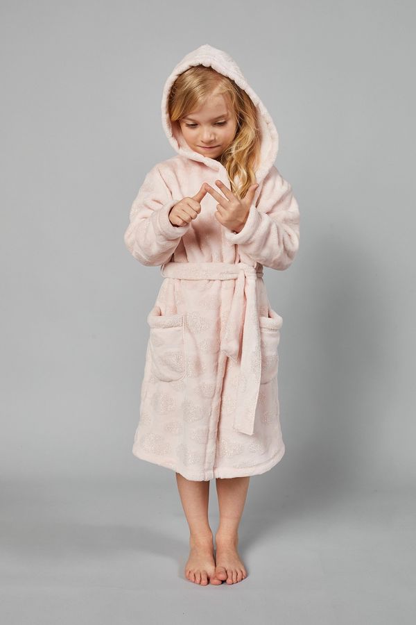 Italian Fashion Drina Long Sleeve Bathrobe for Girls - Pink