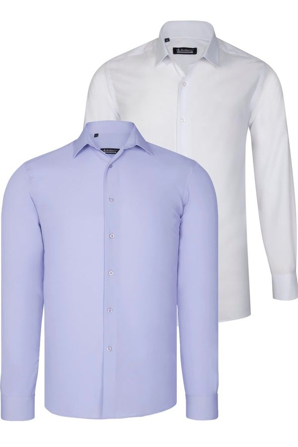 dewberry DUAL SET G726 DEWBERRY MENS SHIRTS-WHITE-LILAC