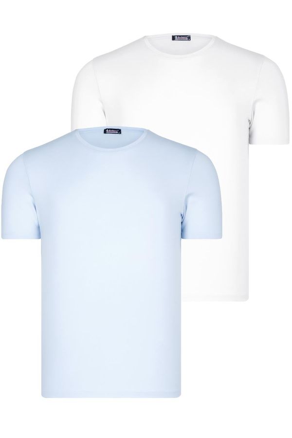 dewberry DUAL SET T8569 DEWBERRY BIKE COLLAR MENS T-SHIRT-BLUE-WHITE