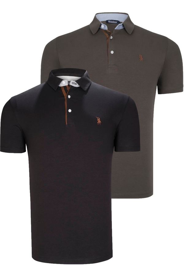 dewberry DUAL SET T8582 DEWBERRY MENS T-SHIRT-BLACK-KHAKI