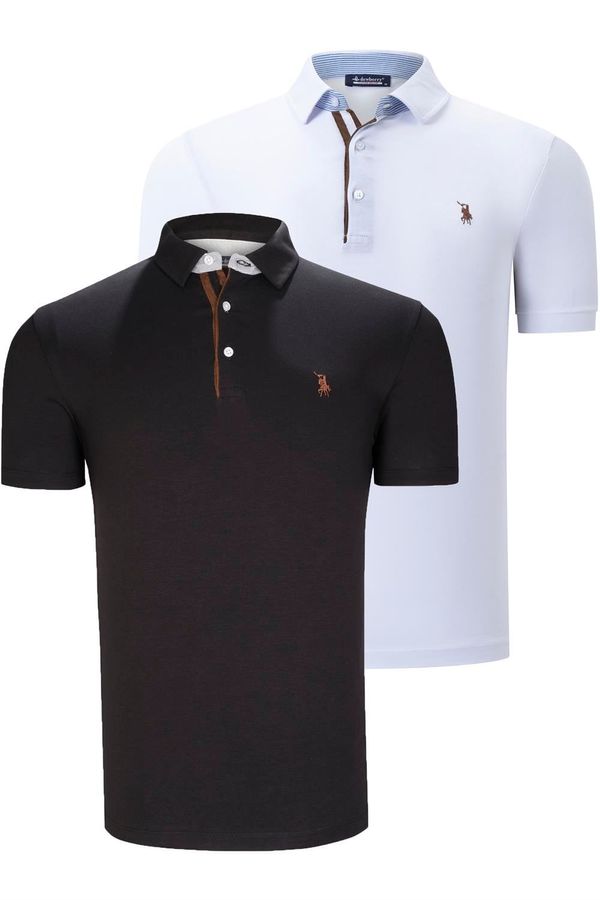 dewberry DUAL SET T8582 DEWBERRY MENS T-SHIRT-BLACK-WHITE