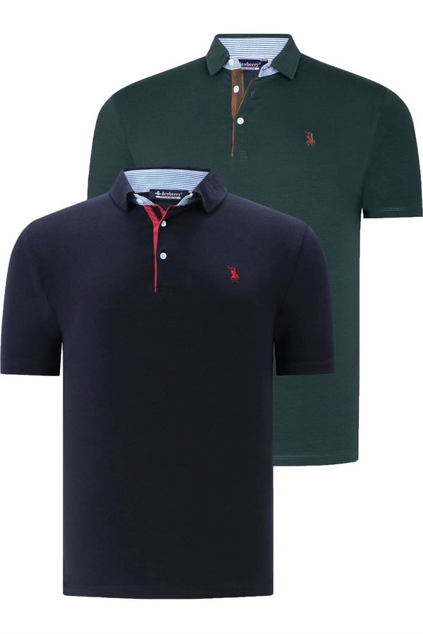 dewberry DUAL SET T8582 DEWBERRY MENS T-SHIRT-NAVY BLUE-GREEN