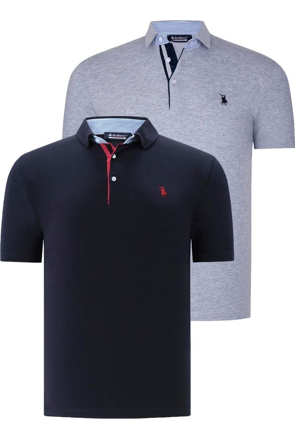 dewberry DUAL SET T8582 DEWBERRY MENS T-SHIRT-NAVY BLUE - GREY