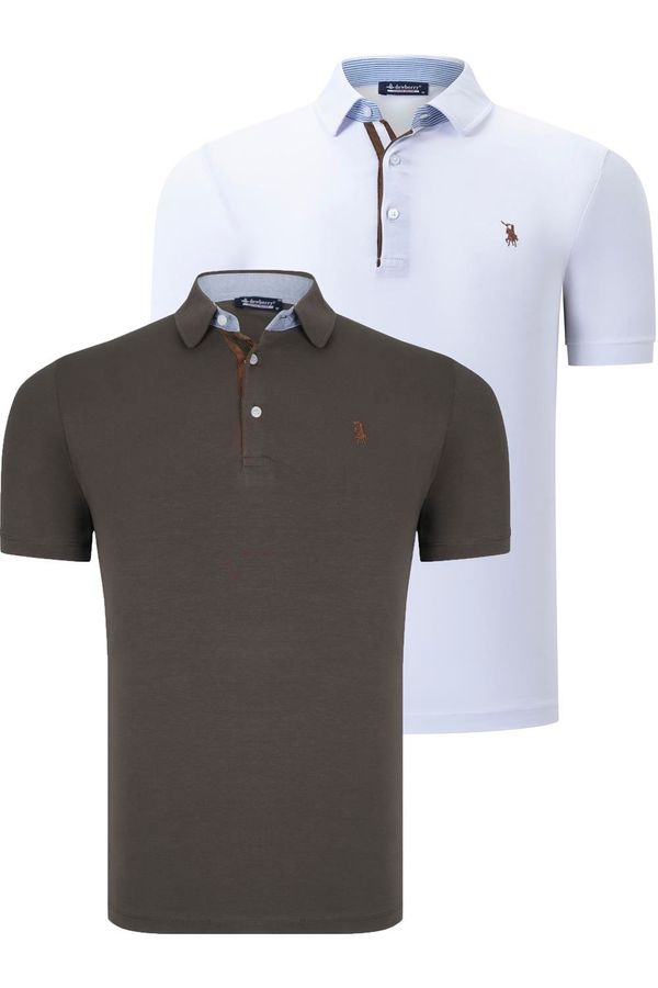 dewberry DUAL SET T8582 DEWBERRY MENS T-SHIRT-WHITE-KHAKI