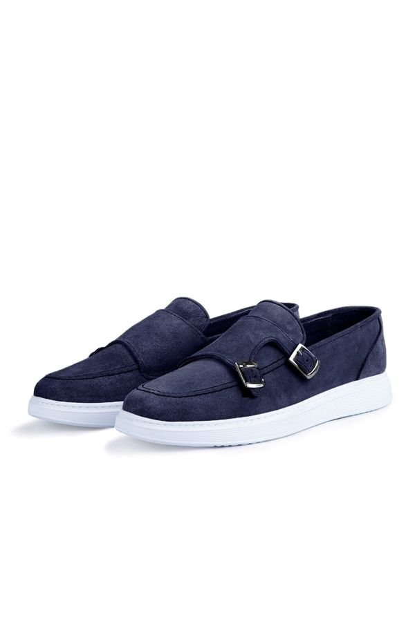 Ducavelli Ducavelli Airy Genuine Leather & Suede Men's Casual Shoes, Suede Loafers, Summer Shoes Navy Blue.