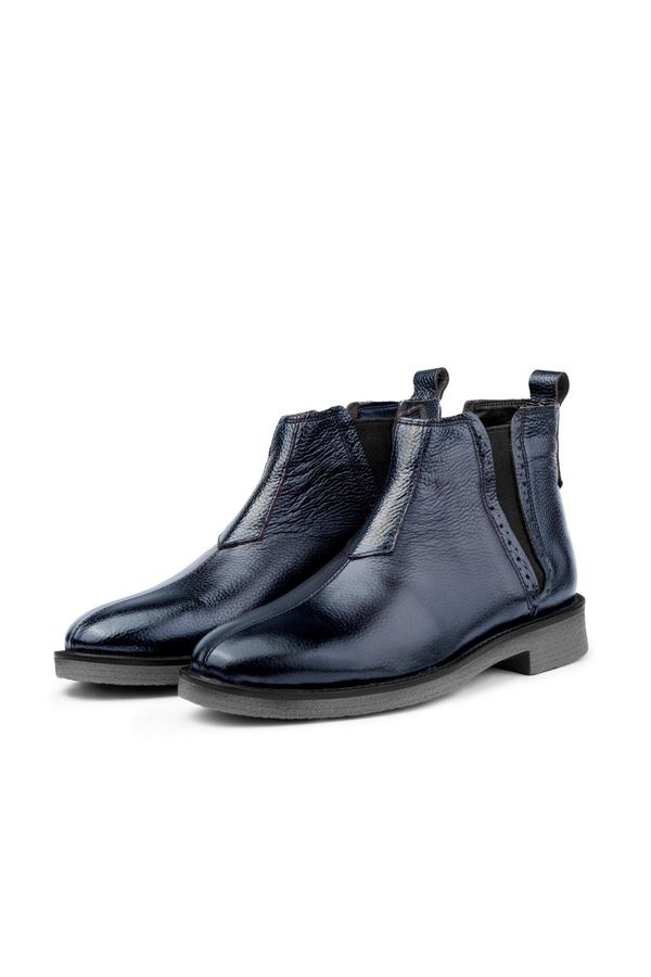 Ducavelli Ducavelli Leeds Genuine Leather Non-Slip Sole Chelsea Daily Boots Navy Blue