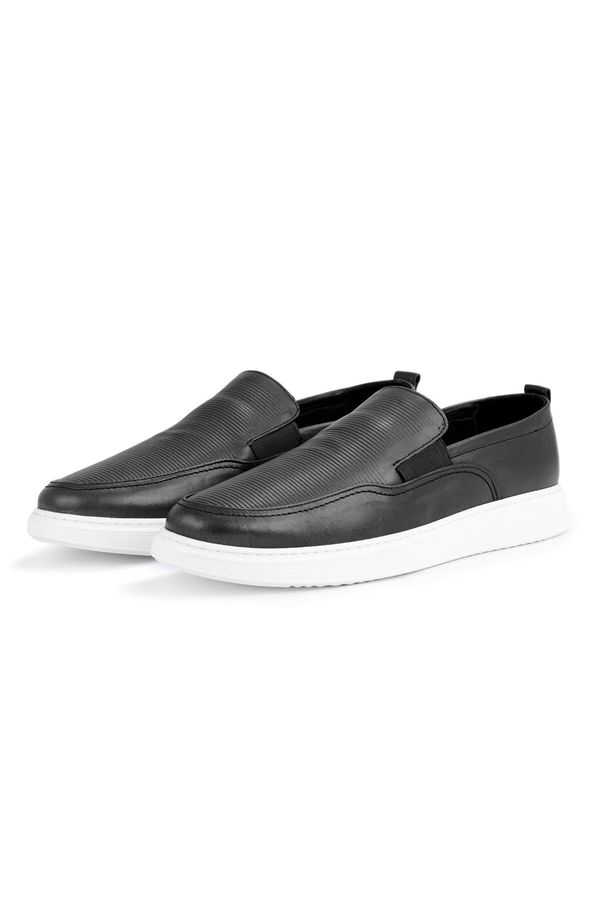 Ducavelli Ducavelli Seon Genuine Leather Men's Casual Shoes, Loafers, Summer Shoes, Light Shoes Black.
