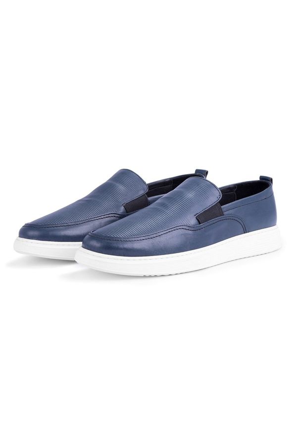 Ducavelli Ducavelli Seon Genuine Leather Men's Casual Shoes, Loafers, Summer Shoes, Light Shoes Navy Blue.