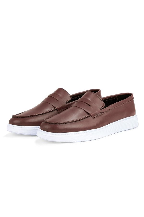 Ducavelli Ducavelli Trim Genuine Leather Men's Casual Shoes. Loafers, Lightweight Shoes, Summer Shoes Brown.