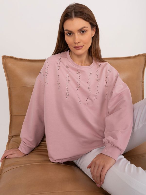 Fashionhunters Dusty Pink Asymmetrical Hoodless Sweatshirt