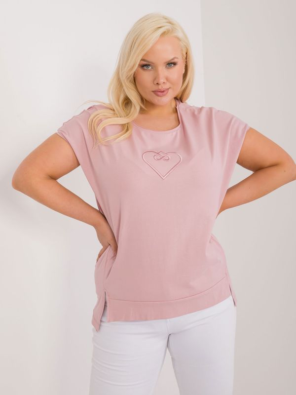 Fashionhunters Dusty pink blouse plus size round neckline