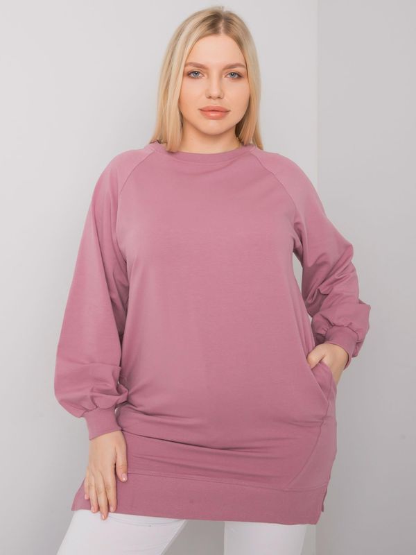 Fashionhunters Dusty Pink Cotton Sweatshirt for Women Plus Sizes
