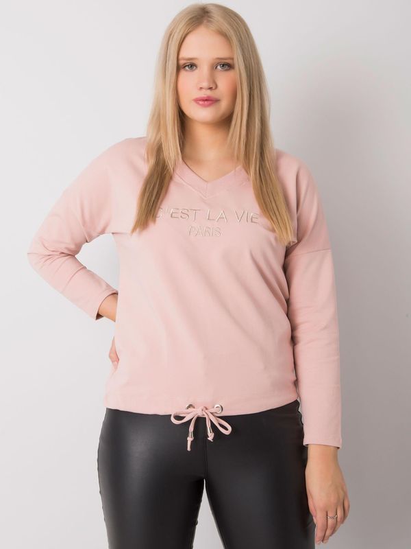 Fashionhunters Dusty pink oversized lady's blouse with inscription