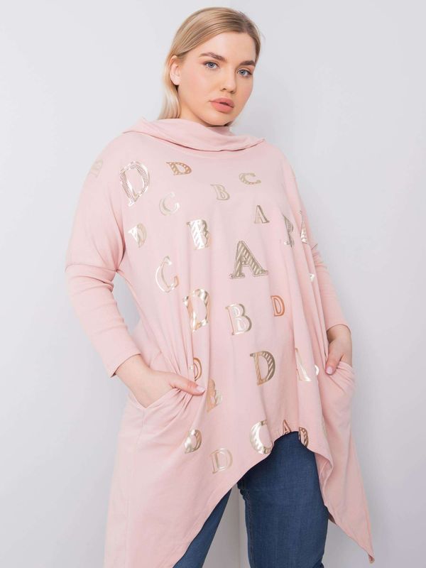 Fashionhunters Dusty pink sweatshirt with plus size print