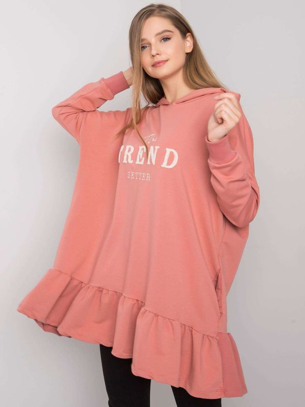 Fashionhunters Dusty pink sweatshirt with ruffles