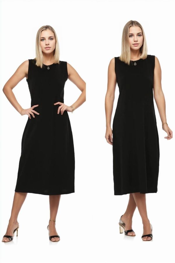 dewberry E2145 Dewberry Set of Two Women Dresses-BLACK-BLACK