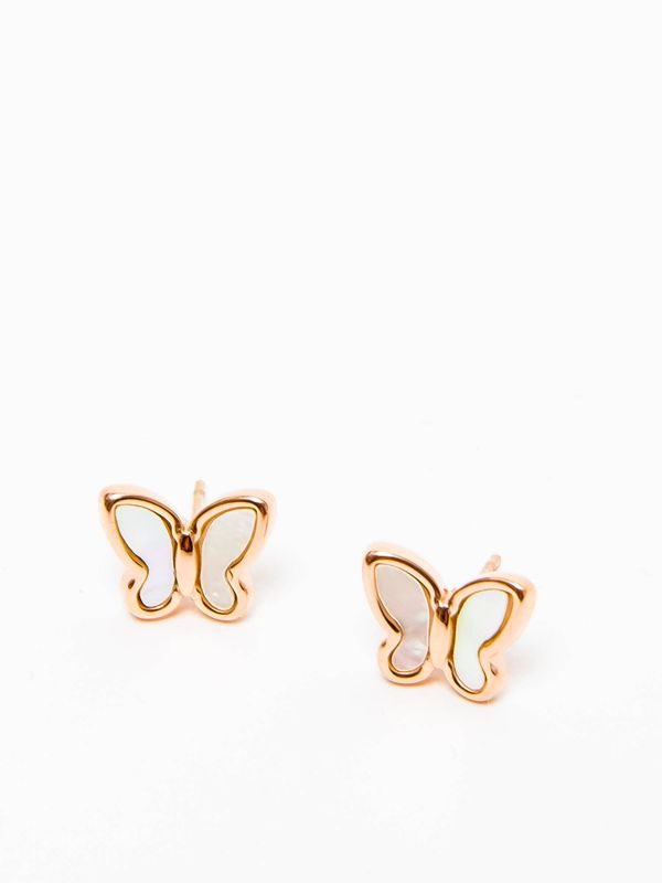 Yups Earrings with enamel butterfly white
