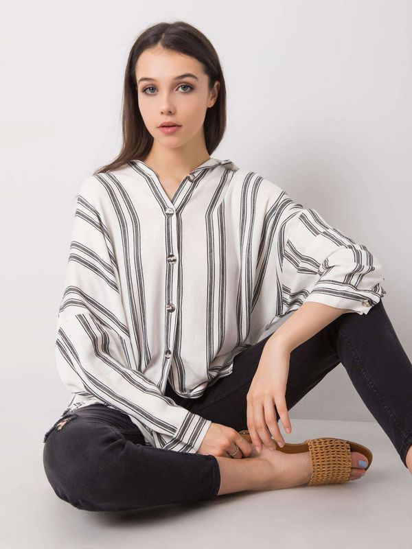 Fashionhunters Ecru-black striped shirt Augusta RUE PARIS