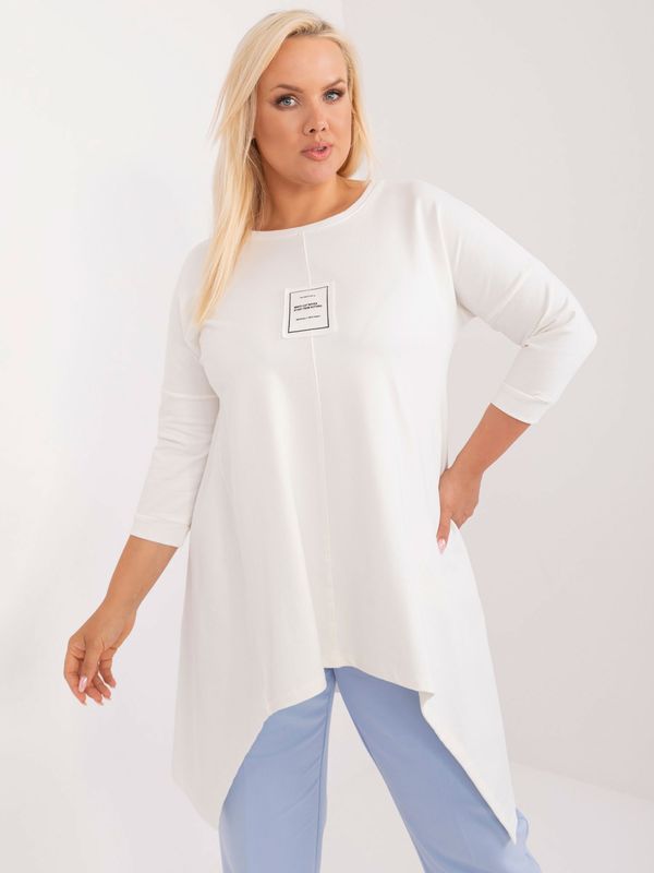 Fashionhunters Ecru blouse in cotton plus size with 3/4 sleeves