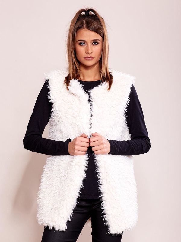 Fashionhunters Ecru eco-fur vest