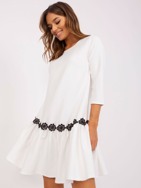 Fashionhunters Ecru Extended Cocktail Dress with Lace