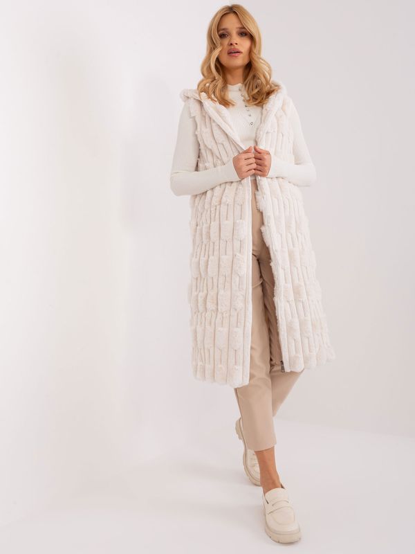 Fashionhunters Ecru Fur Vest with Lining