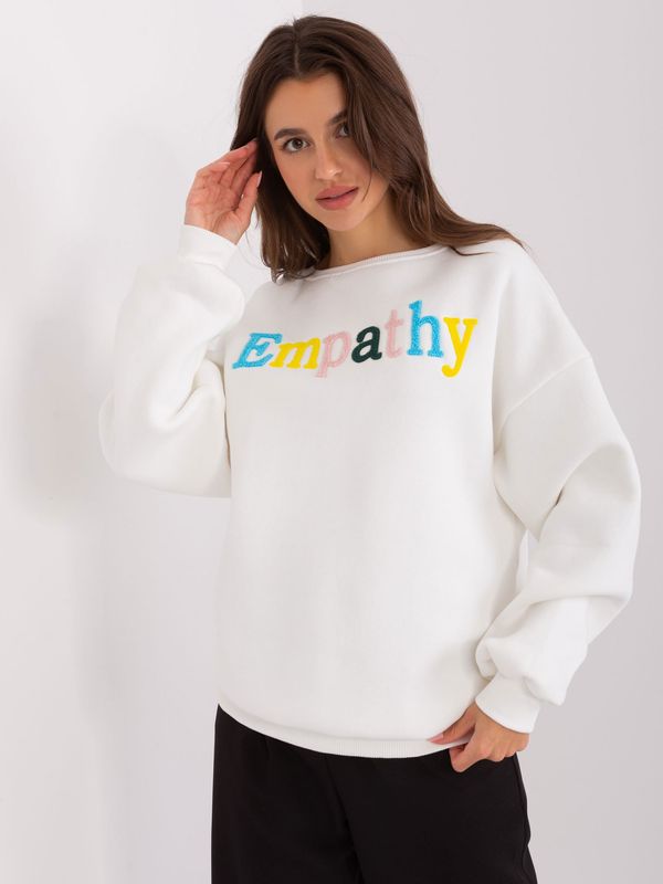 Fashionhunters Ecru hoodie with inscription