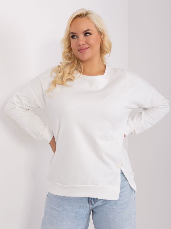 Fashionhunters Ecru plus size blouse with slit